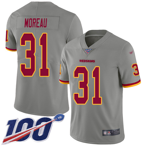 Washington Redskins Limited Gray Men Fabian Moreau Jersey NFL Football #31 100th Season Inverted